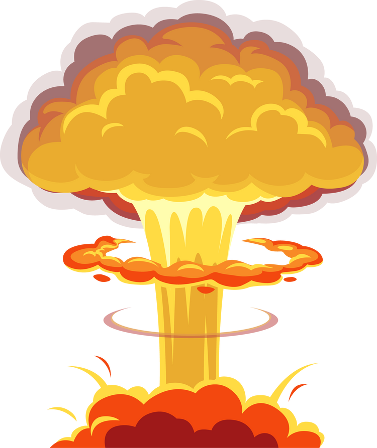 Doomsday apocalypse bomb explosion isolated icon